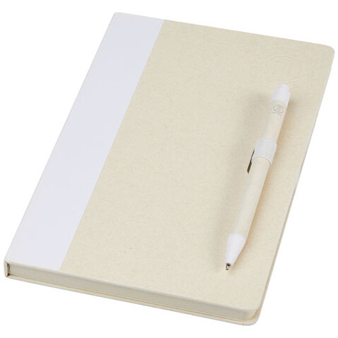 Dairy Dream A5 Notizbuch und Kugelschreiber-Set aus recyceltem Milchkarton, weiss bedrucken, Art.-Nr. 10781101 Dairy Dream A5 Notizbuch und Kugelschreiber-Set aus recyceltem Milchkarton, weiss bedrucken, Art.-Nr. 10781101