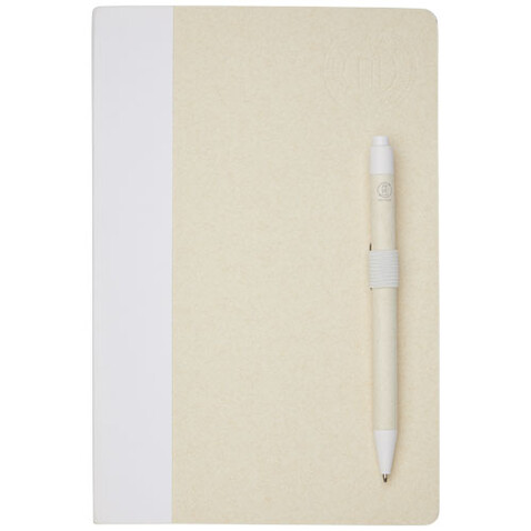 Dairy Dream A5 Notizbuch und Kugelschreiber-Set aus recyceltem Milchkarton, weiss bedrucken, Art.-Nr. 10781101 Dairy Dream A5 Notizbuch und Kugelschreiber-Set aus recyceltem Milchkarton, weiss bedrucken, Art.-Nr. 10781101