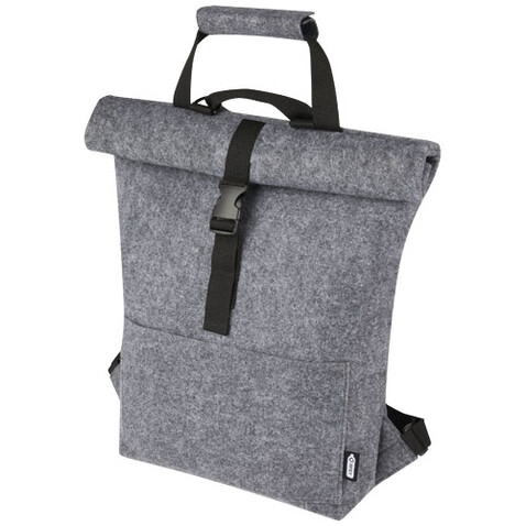 Felta Fahrradtasche aus GRS-recyceltem Filz 13 L, mittelgrau bedrucken, Art.-Nr. 12066382