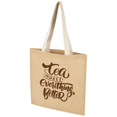Juta 300 g/m² Jute Tragetasche 7 L, natur, weiss bedrucken, Art.-Nr. 12067306 Juta 300 g/m² Jute Tragetasche 7 L, natur, weiss bedrucken, Art.-Nr. 12067306