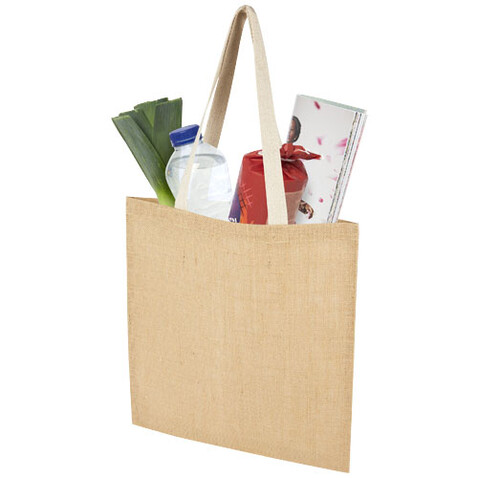 Juta 300 g/m² Jute Tragetasche 7 L, natur, weiss bedrucken, Art.-Nr. 12067306 Juta 300 g/m² Jute Tragetasche 7 L, natur, weiss bedrucken, Art.-Nr. 12067306