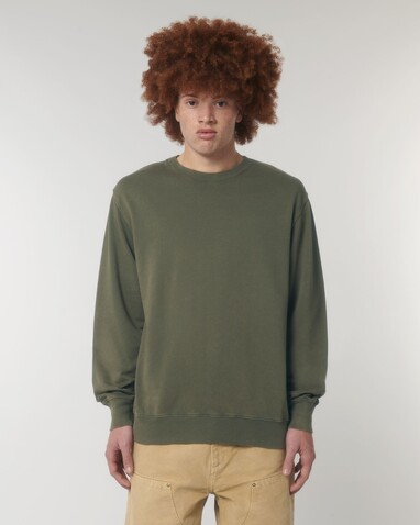 Matcher Vintage - Das Garment-Dyed Rundhals-Unisex-Sweatshirt aus French Terry - G. Dyed Khaki - XL bedrucken, Art.-Nr. STSU085C1091X