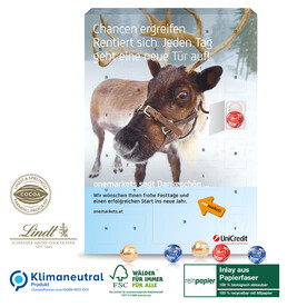 Wand-Adventskalender Lindt „Gourmet Edition“ Organic, Klimaneutral, FSC® bedrucken, Art.-Nr. 55342-W