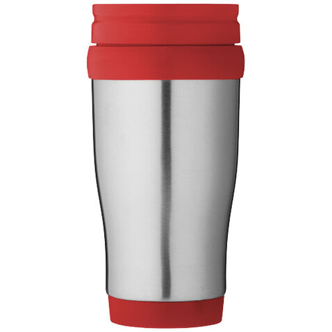 Sanibel 400 ml Isolierbecher, silber, rot bedrucken, Art.-Nr. 10029602 Sanibel 400 ml Isolierbecher, silber, rot bedrucken, Art.-Nr. 10029602