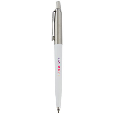 Parker Jotter Recycled Kugelschreiber (schwarze Mine), weiss bedrucken, Art.-Nr. 10786501 Parker Jotter Recycled Kugelschreiber (schwarze Mine), weiss bedrucken, Art.-Nr. 10786501