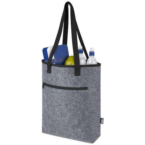 Felta Kühltragetasche aus GRS-recyceltem Filz 12 L, mittelgrau bedrucken, Art.-Nr. 21074382 Felta Kühltragetasche aus GRS-recyceltem Filz 12 L, mittelgrau bedrucken, Art.-Nr. 21074382