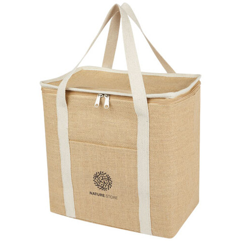 Juta 300 g/m² Jute Kühltragetasche 19 L, natur, weiss bedrucken, Art.-Nr. 12067606 Juta 300 g/m² Jute Kühltragetasche 19 L, natur, weiss bedrucken, Art.-Nr. 12067606