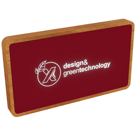 SCX.design P36 5000 mAh kabellose Powerbank mit Leuchtlogo, Mid red, holz bedrucken, Art.-Nr. 2PX05921
