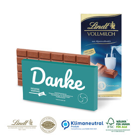 Premium Schokolade von Lindt, 100 g, Klimaneutral, FSC® bedrucken, Art.-Nr. 91270
