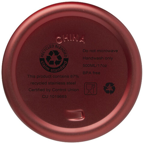 Vasa RCS-zertifizierte Kupfer-Vakuum Isolierflasche aus recyceltem Edelstahl, 500 ml, rot bedrucken, Art.-Nr. 10073621 Vasa RCS-zertifizierte Kupfer-Vakuum Isolierflasche aus recyceltem Edelstahl, 500 ml, rot bedrucken, Art.-Nr. 10073621