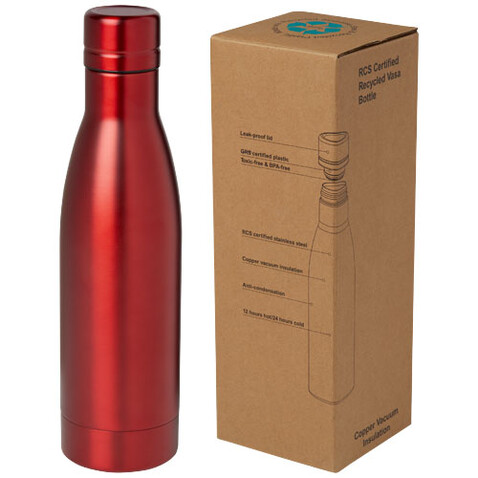 Vasa RCS-zertifizierte Kupfer-Vakuum Isolierflasche aus recyceltem Edelstahl, 500 ml, rot bedrucken, Art.-Nr. 10073621 Vasa RCS-zertifizierte Kupfer-Vakuum Isolierflasche aus recyceltem Edelstahl, 500 ml, rot bedrucken, Art.-Nr. 10073621