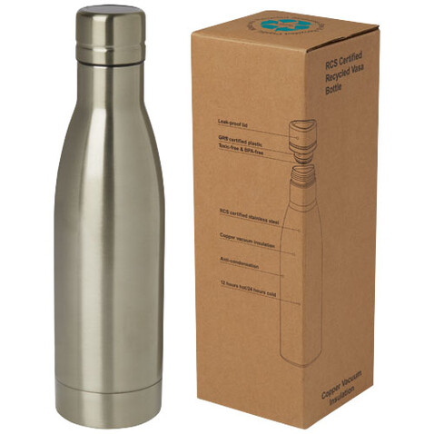 Vasa RCS-zertifizierte Kupfer-Vakuum Isolierflasche aus recyceltem Edelstahl, 500 ml, Titan bedrucken, Art.-Nr. 10073682 Vasa RCS-zertifizierte Kupfer-Vakuum Isolierflasche aus recyceltem Edelstahl, 500 ml, Titan bedrucken, Art.-Nr. 10073682