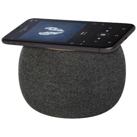 Ecofiber Bambus/RPET Bluetooth® Lautsprecher und kabelloses Ladepad, natur, grau bedrucken, Art.-Nr. 12431806 Ecofiber Bambus/RPET Bluetooth® Lautsprecher und kabelloses Ladepad, natur, grau bedrucken, Art.-Nr. 12431806