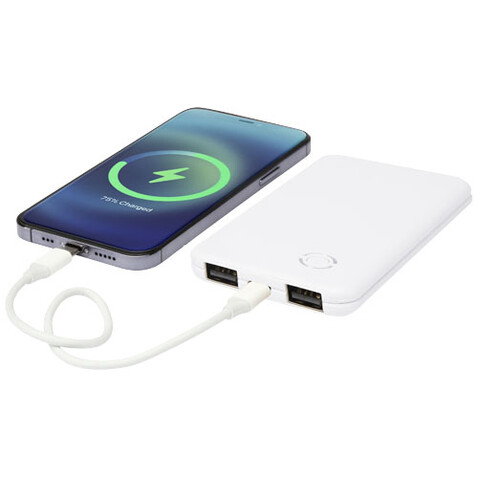 Slender 4000 mAh flache Dual Powerbank, weiss bedrucken, Art.-Nr. 12431901