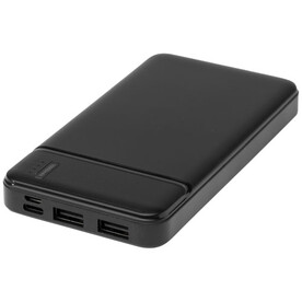 Loop 10.000 mAh Powerbank aus recyceltem Kunststoff, schwarz bedrucken, Art.-Nr. 12432190