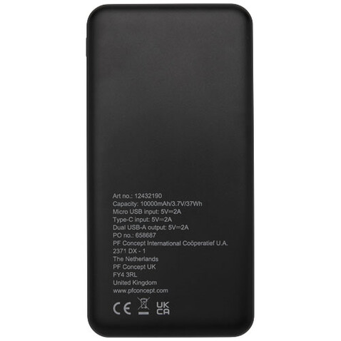 Loop 10.000 mAh Powerbank aus recyceltem Kunststoff, schwarz bedrucken, Art.-Nr. 12432190 Loop 10.000 mAh Powerbank aus recyceltem Kunststoff, schwarz bedrucken, Art.-Nr. 12432190