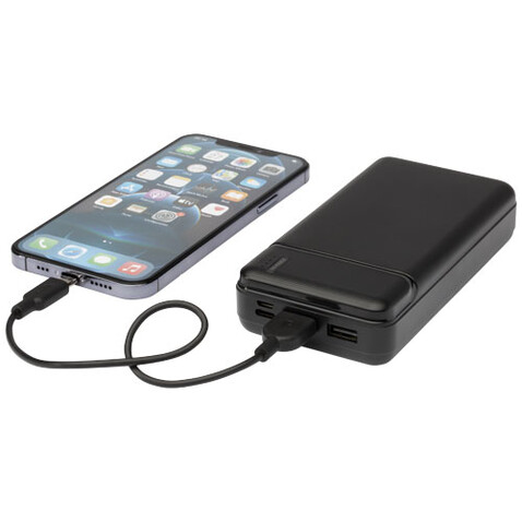 Loop 20.000 mAh Powerbank aus recyceltem Kunststoff, schwarz bedrucken, Art.-Nr. 12432290 Loop 20.000 mAh Powerbank aus recyceltem Kunststoff, schwarz bedrucken, Art.-Nr. 12432290