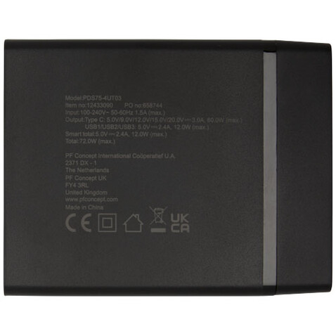ADAPT PD-Powerstation aus recyceltem Kunststoff, 72W, schwarz bedrucken, Art.-Nr. 12433090 ADAPT PD-Powerstation aus recyceltem Kunststoff, 72W, schwarz bedrucken, Art.-Nr. 12433090