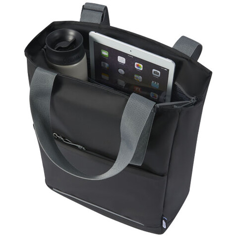 Aqua wasserabweisende 14" Laptop-Tragetasche aus GRS Recyclingmaterial 14 L, schwarz bedrucken, Art.-Nr. 13003890