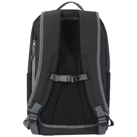 Aqua wasserabweisender 15" Laptop-Rucksack aus GRS Recyclingmaterial 21 L, schwarz bedrucken, Art.-Nr. 13004390