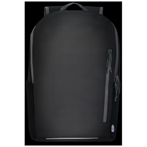 Aqua wasserabweisender 15" Laptop-Rucksack aus GRS Recyclingmaterial 21 L, schwarz bedrucken, Art.-Nr. 13004390