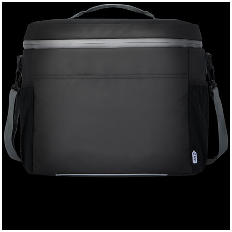 Aqua wasserabweisende Kühltasche für 20 Dosen aus GRS Recyclingmaterial 22 L, schwarz bedrucken, Art.-Nr. 13004590