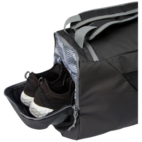 Aqua wasserabweisende Reisetasche aus GRS Recyclingmaterial 35 L, schwarz bedrucken, Art.-Nr. 13004690