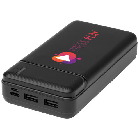 Loop 20.000 mAh Powerbank aus recyceltem Kunststoff, schwarz bedrucken, Art.-Nr. 12432290 Loop 20.000 mAh Powerbank aus recyceltem Kunststoff, schwarz bedrucken, Art.-Nr. 12432290
