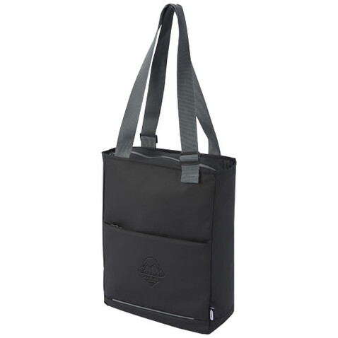 Aqua wasserabweisende 14" Laptop-Tragetasche aus GRS Recyclingmaterial 14 L, schwarz bedrucken, Art.-Nr. 13003890