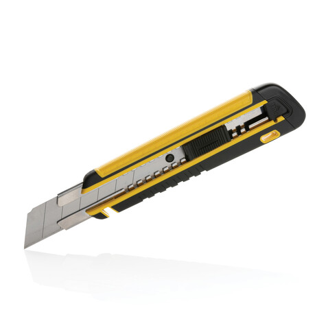 Nachfüllbares RCS Abbrechmesser mit Soft-Grip gelb bedrucken, Art.-Nr. P215.176 Nachfüllbares RCS Abbrechmesser mit Soft-Grip gelb bedrucken, Art.-Nr. P215.176