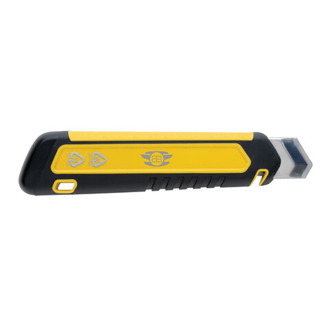 Nachfüllbares RCS Abbrechmesser mit Soft-Grip gelb bedrucken, Art.-Nr. P215.176 Nachfüllbares RCS Abbrechmesser mit Soft-Grip gelb bedrucken, Art.-Nr. P215.176