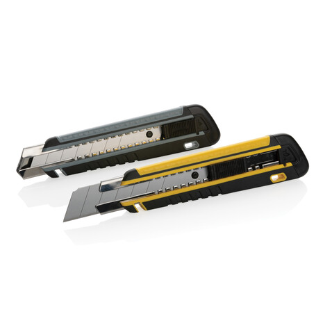 Nachfüllbares RCS Abbrechmesser mit Soft-Grip gelb bedrucken, Art.-Nr. P215.176 Nachfüllbares RCS Abbrechmesser mit Soft-Grip gelb bedrucken, Art.-Nr. P215.176