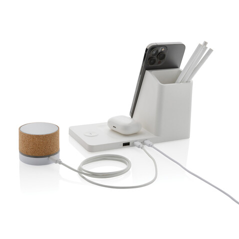 Ontario 15W 3-in-1 Charger aus RCS rec. Kunststoff & Bambus weiß bedrucken, Art.-Nr. P308.493 Ontario 15W 3-in-1 Charger aus RCS rec. Kunststoff & Bambus weiß bedrucken, Art.-Nr. P308.493