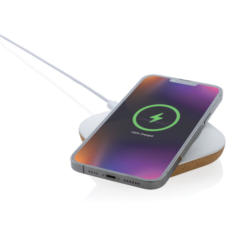 Oregon Wireless-Charger aus RCS recyc. Kunststoff &amp; Kork braun bedrucken, Art.-Nr. P308.589