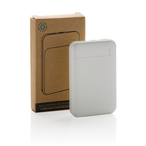 5.000mAh Powerbank aus RCS recyceltem Kunststoff weiß bedrucken, Art.-Nr. P322.613 5.000mAh Powerbank aus RCS recyceltem Kunststoff weiß bedrucken, Art.-Nr. P322.613