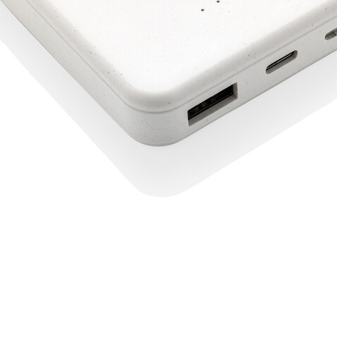 5.000mAh 5W Wireless Powerbank aus RCS recyceltem Kunststoff weiß bedrucken, Art.-Nr. P322.623
