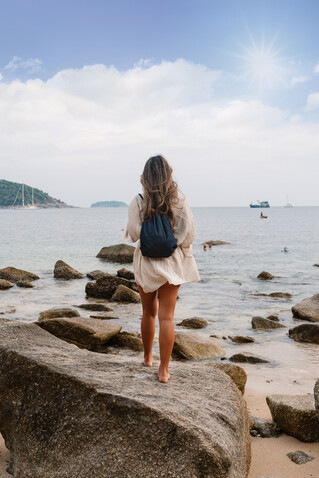 Impact AWARE™ Rucksack aus recyceltem Denim mit Kordelzug blau bedrucken, Art.-Nr. P762.835 Impact AWARE™ Rucksack aus recyceltem Denim mit Kordelzug blau bedrucken, Art.-Nr. P762.835