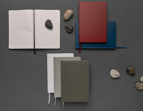 A5 Impact Steinpaper Hardcover Notizbuch schwarz bedrucken, Art.-Nr. P774.351 A5 Impact Steinpaper Hardcover Notizbuch schwarz bedrucken, Art.-Nr. P774.351
