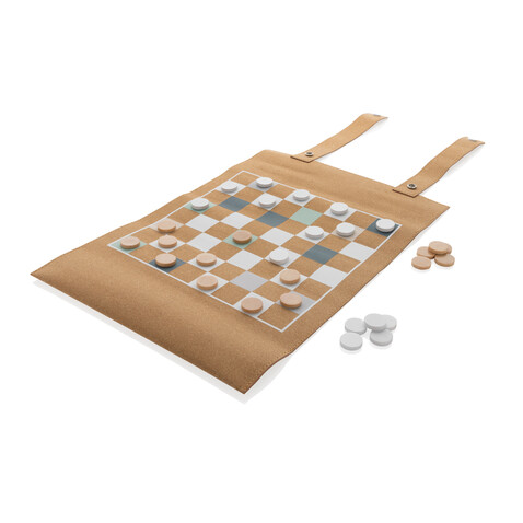 Britton faltbares Backgammon und Damespiel Set aus Kork braun bedrucken, Art.-Nr. P940.219 Britton faltbares Backgammon und Damespiel Set aus Kork braun bedrucken, Art.-Nr. P940.219