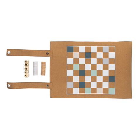 Britton faltbares Backgammon und Damespiel Set aus Kork braun bedrucken, Art.-Nr. P940.219 Britton faltbares Backgammon und Damespiel Set aus Kork braun bedrucken, Art.-Nr. P940.219