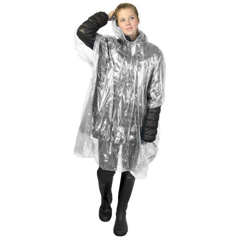 Mayan Regenponcho mit Aufbewahrungstasche aus recyceltem Kunststoff, weiss bedrucken, Art.-Nr. 10941701 Mayan Regenponcho mit Aufbewahrungstasche aus recyceltem Kunststoff, weiss bedrucken, Art.-Nr. 10941701