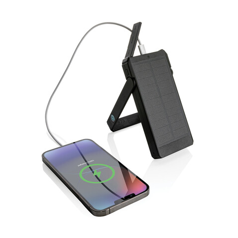 Skywave 10000mAh Solarpowerbank aus RCS recycelt. Kunststoff schwarz bedrucken, Art.-Nr. P322.341 Skywave 10000mAh Solarpowerbank aus RCS recycelt. Kunststoff schwarz bedrucken, Art.-Nr. P322.341
