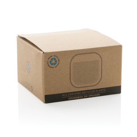 Soundbox 3W Lautsprecher aus RCS recyceltem Kunststoff schwarz bedrucken, Art.-Nr. P329.971 Soundbox 3W Lautsprecher aus RCS recyceltem Kunststoff schwarz bedrucken, Art.-Nr. P329.971