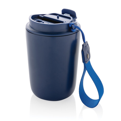 Cuppa Vakuumbecher aus RCS-Stahl mit Umhängeband blau bedrucken, Art.-Nr. P435.025 Cuppa Vakuumbecher aus RCS-Stahl mit Umhängeband blau bedrucken, Art.-Nr. P435.025
