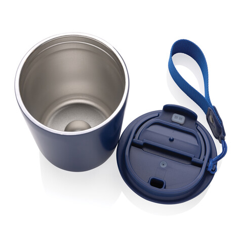 Cuppa Vakuumbecher aus RCS-Stahl mit Umhängeband blau bedrucken, Art.-Nr. P435.025 Cuppa Vakuumbecher aus RCS-Stahl mit Umhängeband blau bedrucken, Art.-Nr. P435.025