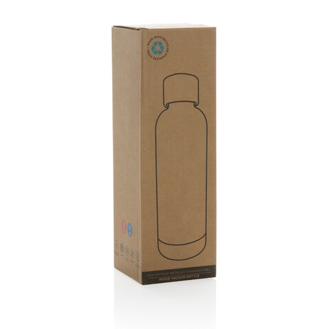 Wood Vakuumflasche aus RCS recyceltem Stainless-Steel weiß bedrucken, Art.-Nr. P435.533 Wood Vakuumflasche aus RCS recyceltem Stainless-Steel weiß bedrucken, Art.-Nr. P435.533