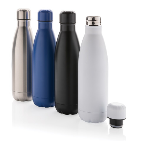 Eureka einwandige Wasserflasche aus RCS rec. Stainless-Steel blau bedrucken, Art.-Nr. P435.725 Eureka einwandige Wasserflasche aus RCS rec. Stainless-Steel blau bedrucken, Art.-Nr. P435.725
