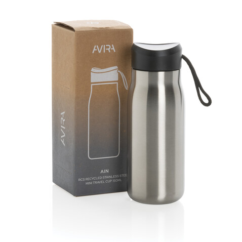 Avira Ain 150ml Reiseflasche aus RCS rec. Stainless-Steel silber bedrucken, Art.-Nr. P438.052 Avira Ain 150ml Reiseflasche aus RCS rec. Stainless-Steel silber bedrucken, Art.-Nr. P438.052