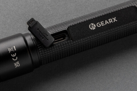 Gear X Taschenlampe aus RCS recycelt. Aluminium mit USB-Akku schwarz bedrucken, Art.-Nr. P513.901 Gear X Taschenlampe aus RCS recycelt. Aluminium mit USB-Akku schwarz bedrucken, Art.-Nr. P513.901