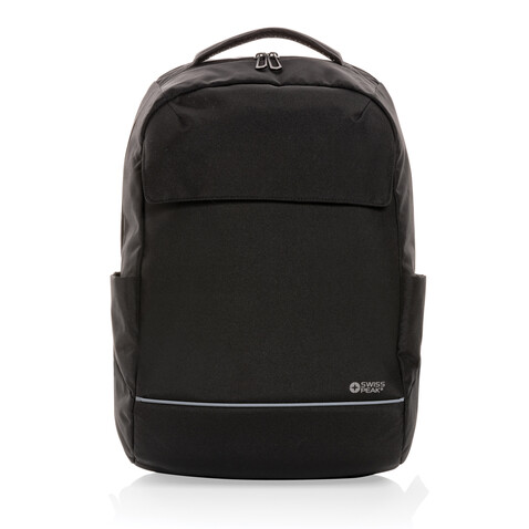 Swiss Peak Brooke AWARE™ 15,6" Laptop-Rucksack aus rPET schwarz bedrucken, Art.-Nr. P763.031 Swiss Peak Brooke AWARE™ 15,6" Laptop-Rucksack aus rPET schwarz bedrucken, Art.-Nr. P763.031